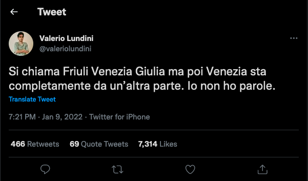 Immagine per L'ironia di Lundini sul Friuli Venezia Giulia, la battuta scatena Twitter
